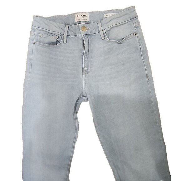 FRAME Jeans Blue Le Crop Mini Boot Light Wash Raw Hem Women's 27 - Picture 3 of 14